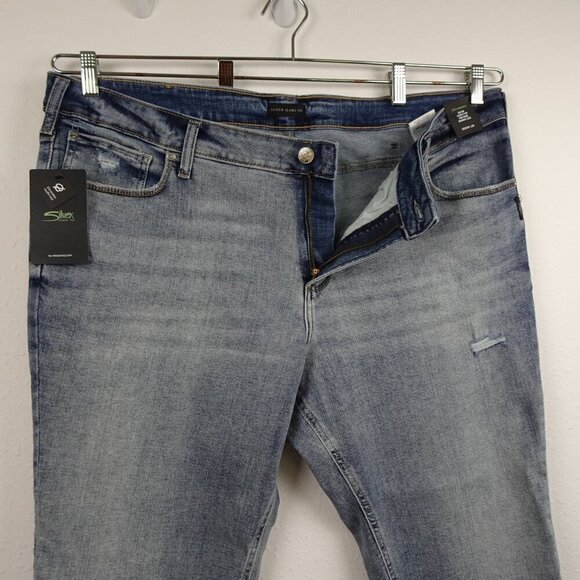 Silver Jeans Elyse Skinny Leg Women's Plus Size 22 Blue Denim Stretch Distressed - Picture 4 of 13